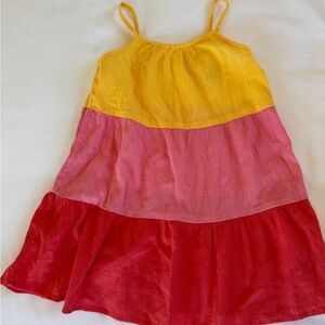 OshKosh B’gosh Toddler Girls Tiered Sundress Yellow Pink Red Size 4T